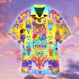 Men’s Hawaiian Ice Cream Print Short Sleeve Shirt – Summer Beach Casual Tee