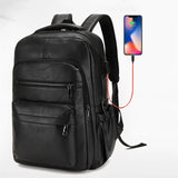 High Quality USB Charging Backpack Men PU Leather Bagpack Large Laptop Backpacks Male Mochilas Schoolbag For Teenagers Boys Jack's Clearance