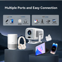 4K Portable Android Projector – 1080P HD, Auto Focus, Home & Outdoor Cinema