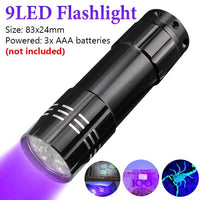 2-In-1 LED UV Flashlight Ultra Violet Blacklight Lights 395/365nm Retractable Ultraviolet Torches Pet Urine Stain Detector Lamps