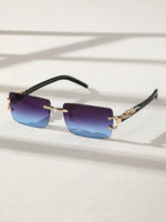 1 Pc Fashionable Trendy Frameless Rectangular Personalized Sunglasses For Daily Life