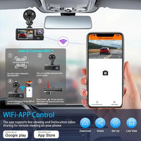 3-Camera Dash Cam System – 1080P Front & Rear WiFi DVR with Night Vision