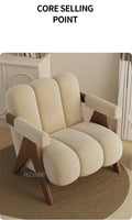Nordic Wooden Armchair – Cozy Fabric Seat for Living Room, Balcony & Lounge
