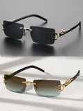 1 Pc Fashionable Trendy Frameless Rectangular Personalized Sunglasses For Daily Life