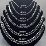 Men’s 925 Sterling Silver Face Chain Necklace 2–12mm 40–75cm Lobster Clasp Jewelry