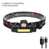 LED Induction Headlamp USB Rechargable Headlight Flashlight 18650 Built-in Battery Head Torch Outdoor Camping Fishing Lantern
