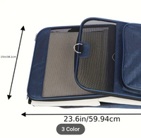 Double-Compartment Pet Rolling Carrier Cat Dog Rolling Carrier with Detachable Wheels Telescopic Handle Adjustable Shoulder Strap
