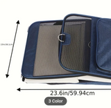 Double-Compartment Pet Rolling Carrier Cat Dog Rolling Carrier with Detachable Wheels Telescopic Handle Adjustable Shoulder Strap