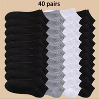 Unisex 40 Pairs of Solid Color Socks, Soft and Lightweight Ankle Socks, Casual Boat Socks, Low Cut Ankle Socks