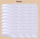 Unisex 40 Pairs of Solid Color Socks, Soft and Lightweight Ankle Socks, Casual Boat Socks, Low Cut Ankle Socks