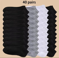 Unisex 40 Pairs of Solid Color Socks, Soft and Lightweight Ankle Socks, Casual Boat Socks, Low Cut Ankle Socks