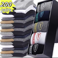 200-100 Pairs Breathable Cotton Sports Stockings Men Bamboo Fiber Autumn and Winter Men Socks Sweat Absorption