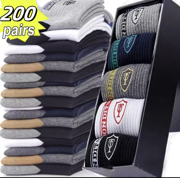 200-100 Pairs Breathable Cotton Sports Stockings Men Bamboo Fiber Autumn and Winter Men Socks Sweat Absorption