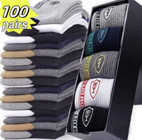200-100 Pairs Breathable Cotton Sports Stockings Men Bamboo Fiber Autumn and Winter Men Socks Sweat Absorption