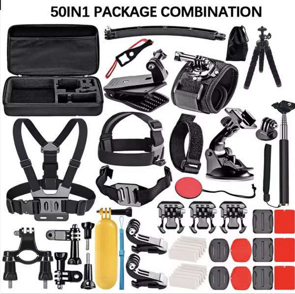 Action Camera Accessories Kit for GoPro Hero 13 12 11 10 9 8 7 6 5 4 Session 3 Black Max Insta360 Yi 4K DJI AKASO Campark SJCAM