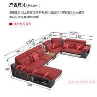 MINGDIBAO Modern U-Shaped Fabric Sectional Sofa with Speaker, Adjustable Headrests,USB Charging - Comfortable Quilted Upholstery