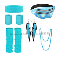 Women's 80s Disco Party Costume Set - Neon Accessories, Headband, Bag, Earrings
