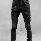 Street Style Ripped Vintage Wash Skinny Jeans for Men - Slim Fit Denim Trousers Jack's Clearance