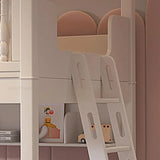 Pink Princess Storage Bunk Bed for Girls with Charming Guardrail