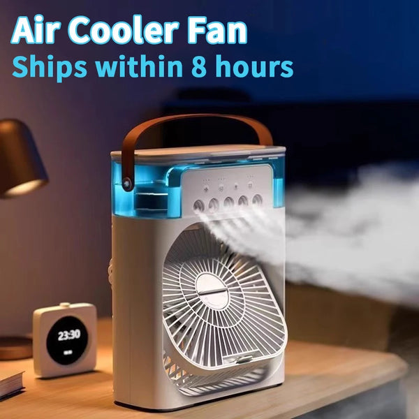 3-in-1 Mini Portable Air Cooler, Humidifier & LED Night Light – Household & Office Fan
