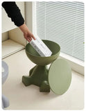 Cartoon-Inspired Flat Head Coffee Table – Light Luxury Plastic Side Table for Small Spaces