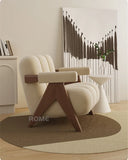 Nordic Wooden Armchair – Cozy Fabric Seat for Living Room, Balcony & Lounge