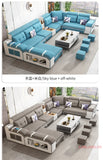 MINGDIBAO Modern U-Shaped Fabric Sectional Sofa with Speaker, Adjustable Headrests,USB Charging - Comfortable Quilted Upholstery