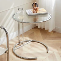 Transparent Nordic Glass Coffee Table – Adjustable Steel Side Table