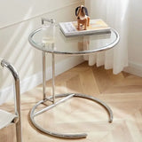 Transparent Nordic Glass Coffee Table – Adjustable Steel Side Table