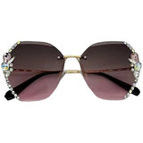 2023 Luxury Brand Design Vintage Rimless Rhinestone Sunglasses Women Men Fashion Gradient Lens Sun Glasses Shades for Female