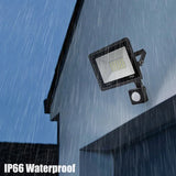LED Floodlight PIR Motion Sensor Outdoor Spotlight 10–100W IP66 Waterproof Garden Street Light