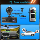 3-Camera Dash Cam System – 1080P Front & Rear WiFi DVR with Night Vision