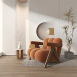 Nordic Wooden Armchair – Cozy Fabric Seat for Living Room, Balcony & Lounge
