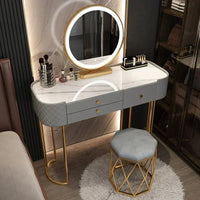 Luxury LED Makeup Vanity – White Dressing Table with Mirror & Storage for Bedroom or Salon