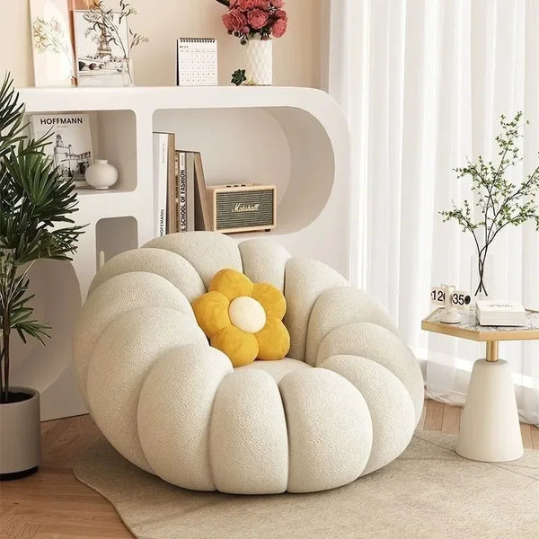 Pumpkin-Shaped Lazy Sofa – Cozy & Washable Lounge Chair for Any Room