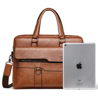 2023 Men Briefcase Bag High Quality Business Famous Brand PU Leather Shoulder Messenger Bags Office Handbag 14 inch Laptop bag - Jack's Clearance