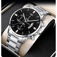 Quartz Watch Men Business Fashion Fake Three Eye Six Pin Calendar Watch For Men Mesh Belt Men Watch Non Mechanical Boy - Jack's Clearance