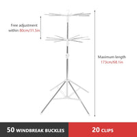 Foldable Clothes Drying Laundry Rack Portable Space Saving Adjustable Height-Adjustable Stainless Steel Laundry Drying Rack