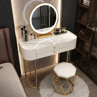 Luxury LED Makeup Vanity – White Dressing Table with Mirror & Storage for Bedroom or Salon