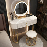 Luxury LED Makeup Vanity – White Dressing Table with Mirror & Storage for Bedroom or Salon