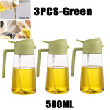 Oil Spray Bottle for Cooking – 200/300/500ml Olive Oil & Vinegar Sprayer with Brush