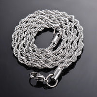925 Sterling Silver Rope Chain Necklace & Bracelet – 2mm/3mm/4mm Unisex