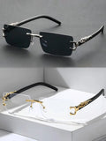 1 Pc Fashionable Trendy Frameless Rectangular Personalized Sunglasses For Daily Life