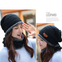 Winter Skullies Beanies Hat - Unisex Wool Scarf Cap with Balaclava Mask