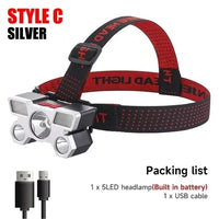 Super Bright 5 LED Head Flashlight USB Rechargeable HeadLamp Outdoor Powerful Waterproof Camping Fishing Adventure Head Lantern