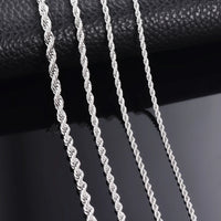 925 Sterling Silver Rope Chain Necklace & Bracelet – 2mm/3mm/4mm Unisex