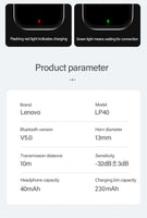 Original Lenovo lp40 Bluetooth Earphone 5.0 Immersive Sound HIFI TWS With Microphone Touch Control For Long Standby Time Motion
