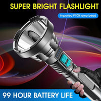 Big Strong Light LED Flashlight USB Rechargeable Tactical Hunting Flashlight Built in Battery Flash Light Jack's Clearance