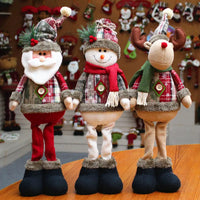 Santa Claus Christmas Ornaments Tree Decor Elk Snowman Plush Christmas Telescopic Doll Decoration For Home 2024 Navidad Gift Kid