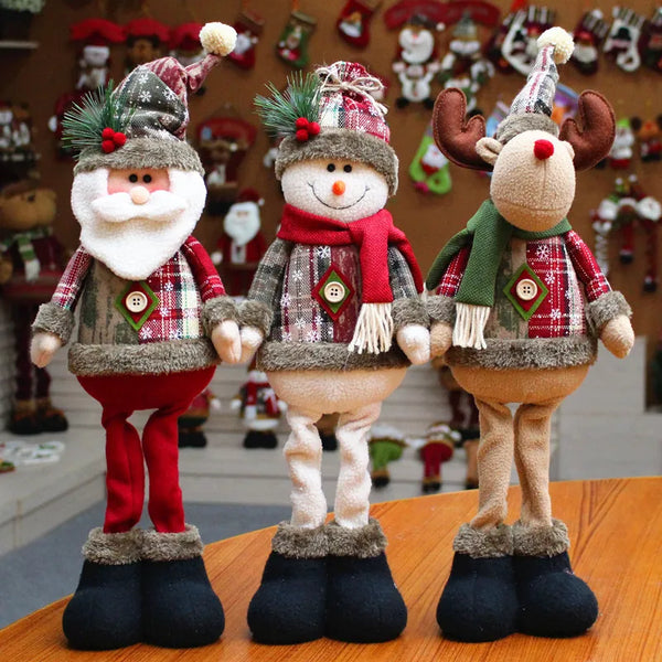 Santa Claus Christmas Ornaments Tree Decor Elk Snowman Plush Christmas Telescopic Doll Decoration For Home 2024 Navidad Gift Kid